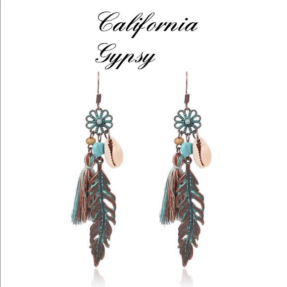 Feather Tassel Shell Charm Earrings - Picture 8 of 8